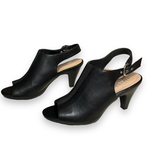 ALFANI Step n Flex Jalenne Leather Peep Toe Slingback Heels - Picture 2 of 8